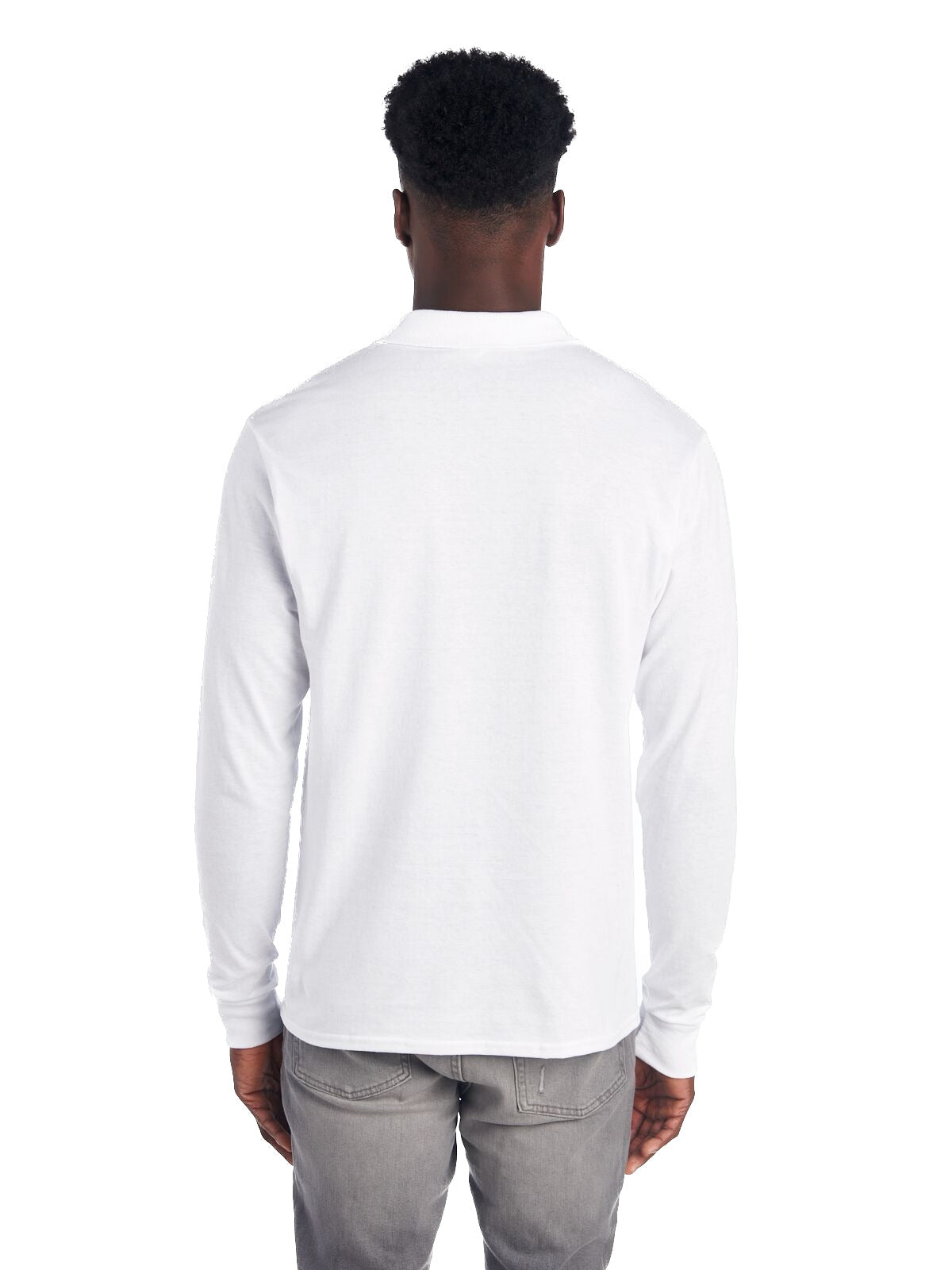 Unisex SpotShield™ Long-Sleeve Jersey Polo - White