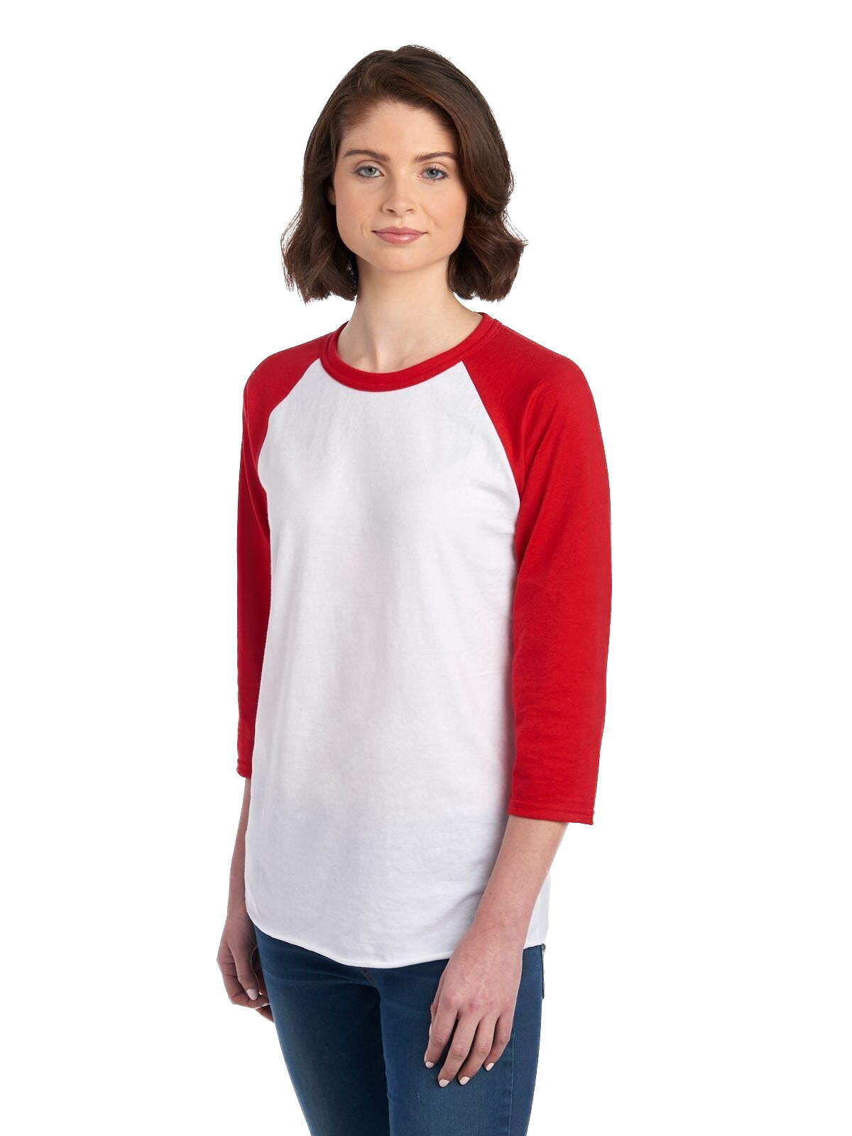 Unisex Premium Blend Raglan Baseball T-Shirt - White / True Red
