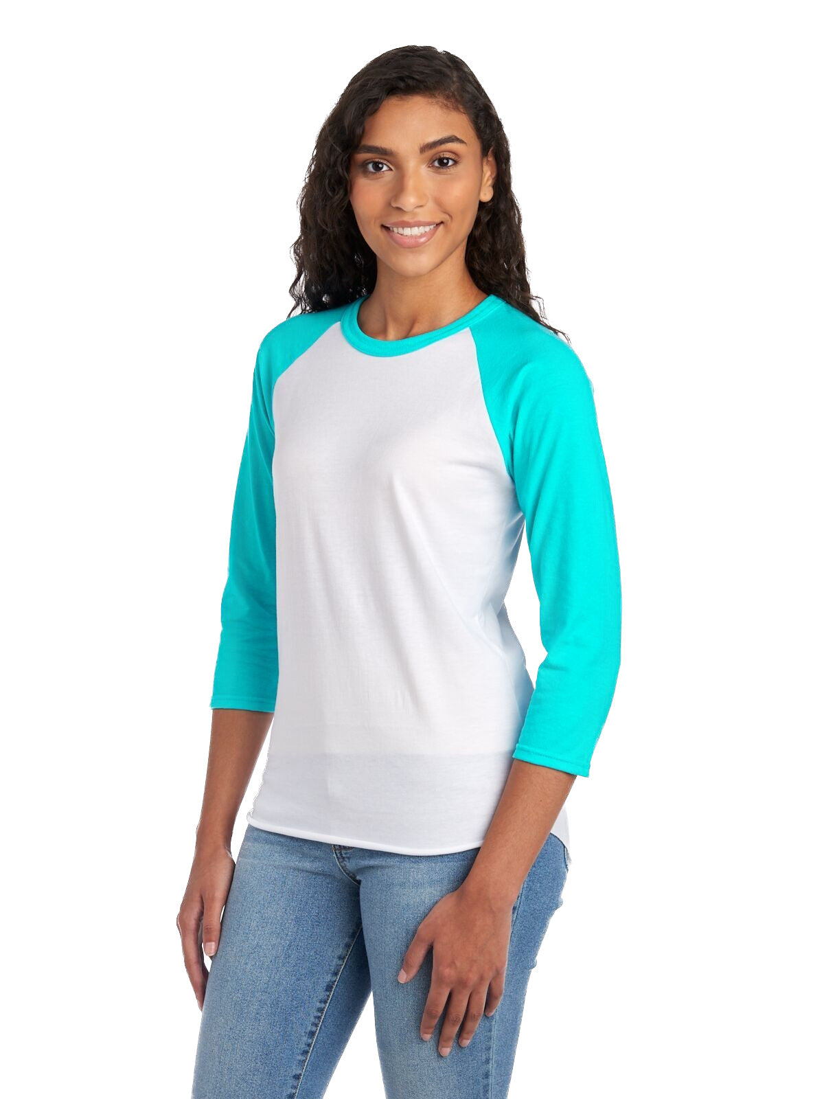 Unisex Premium Blend Raglan Baseball T-Shirt - White / Scuba Blue