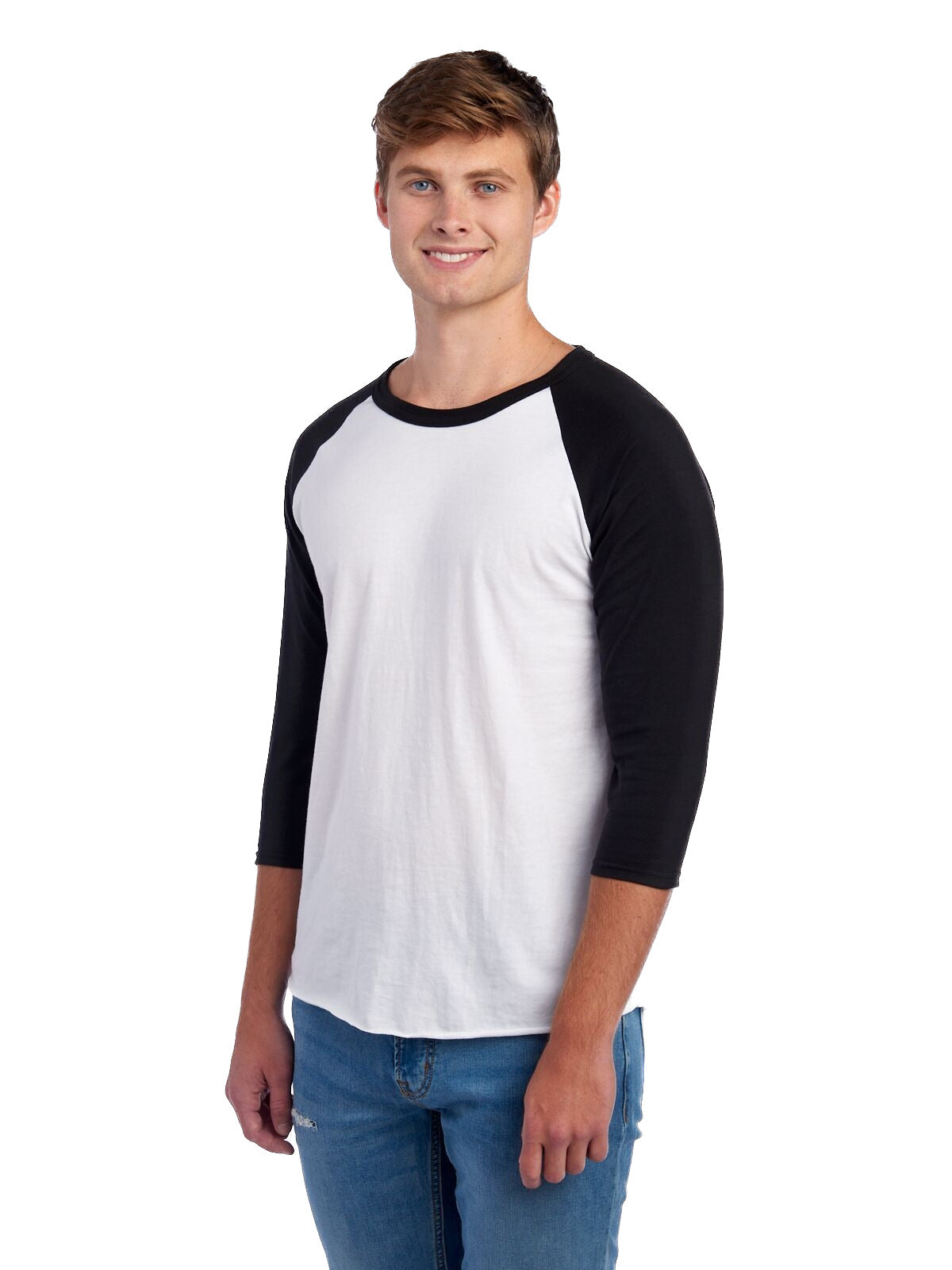 Unisex Premium Blend Raglan Baseball T-Shirt - White / Black Ink