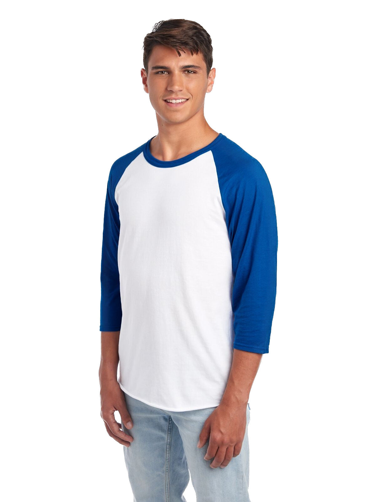 Unisex Premium Blend Raglan Baseball T-Shirt - White / Royal