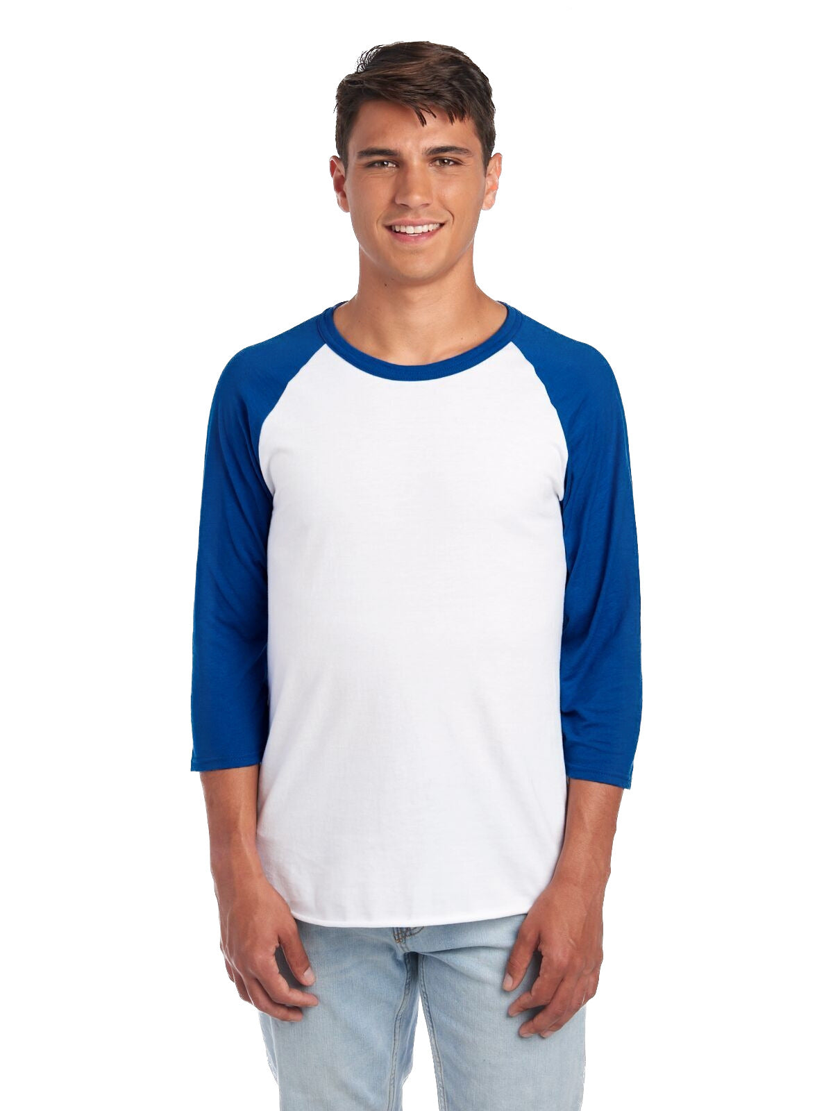 Unisex Premium Blend Raglan Baseball T-Shirt - White / Royal