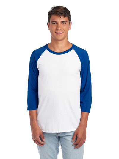 Unisex Premium Blend Raglan Baseball T-Shirt - White / Royal