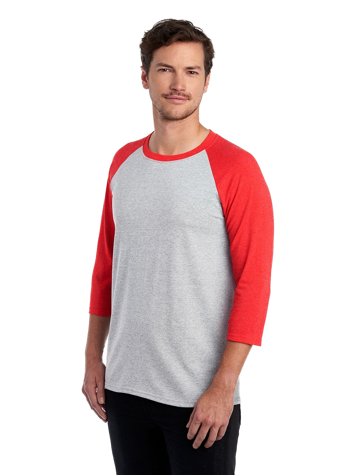 Unisex TRI-BLEND Baseball Raglan - Oxford / French Red Heather