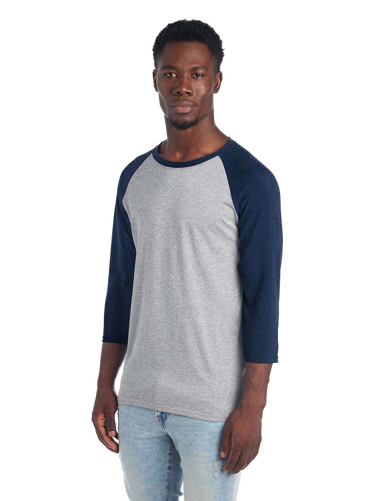 Unisex TRI-BLEND Baseball Raglan - Oxford / Indg Heather