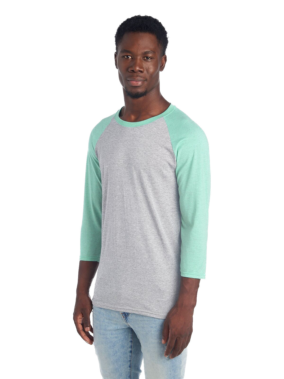 Unisex TRI-BLEND Baseball Raglan - Oxford / Mint Heather