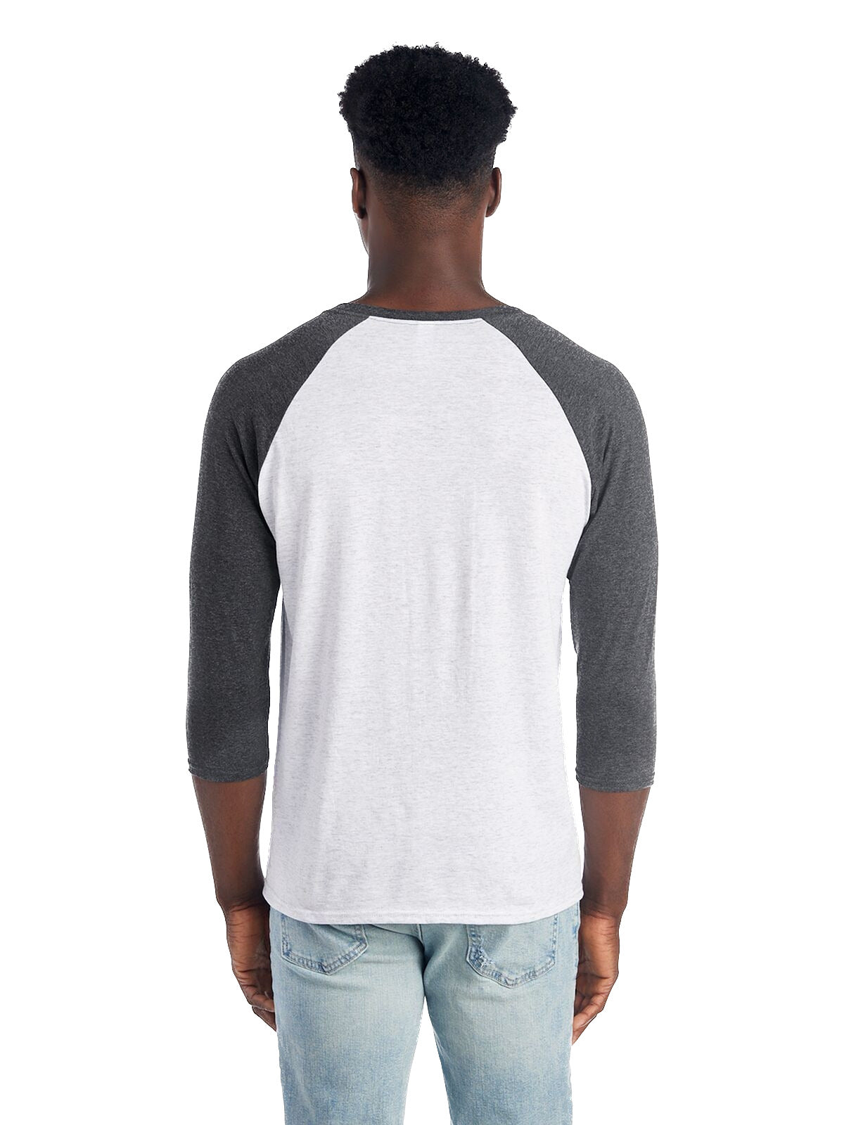 Unisex TRI-BLEND Baseball Raglan - White Heather / Black Heather