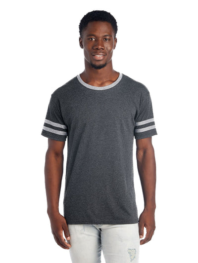 Unisex TRI-BLEND Varsity Ringer T-Shirt - Black Heather / Oxford