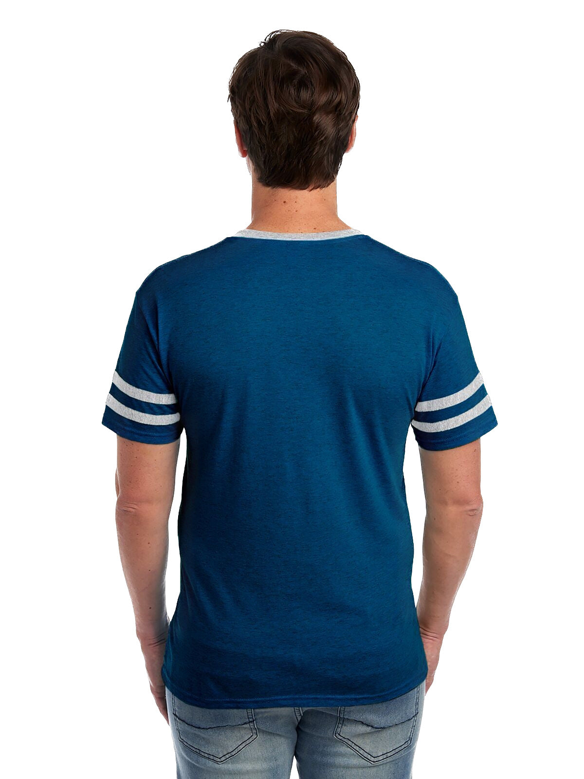 Unisex TRI-BLEND Varsity Ringer T-Shirt - Indigo Heather / Oxford