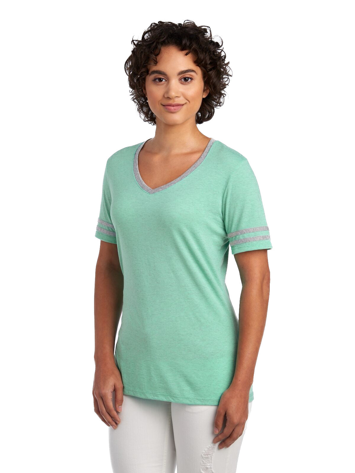 Women's TRI-BLEND Varsity V-Neck T-Shirt - Mint Heather / Oxford