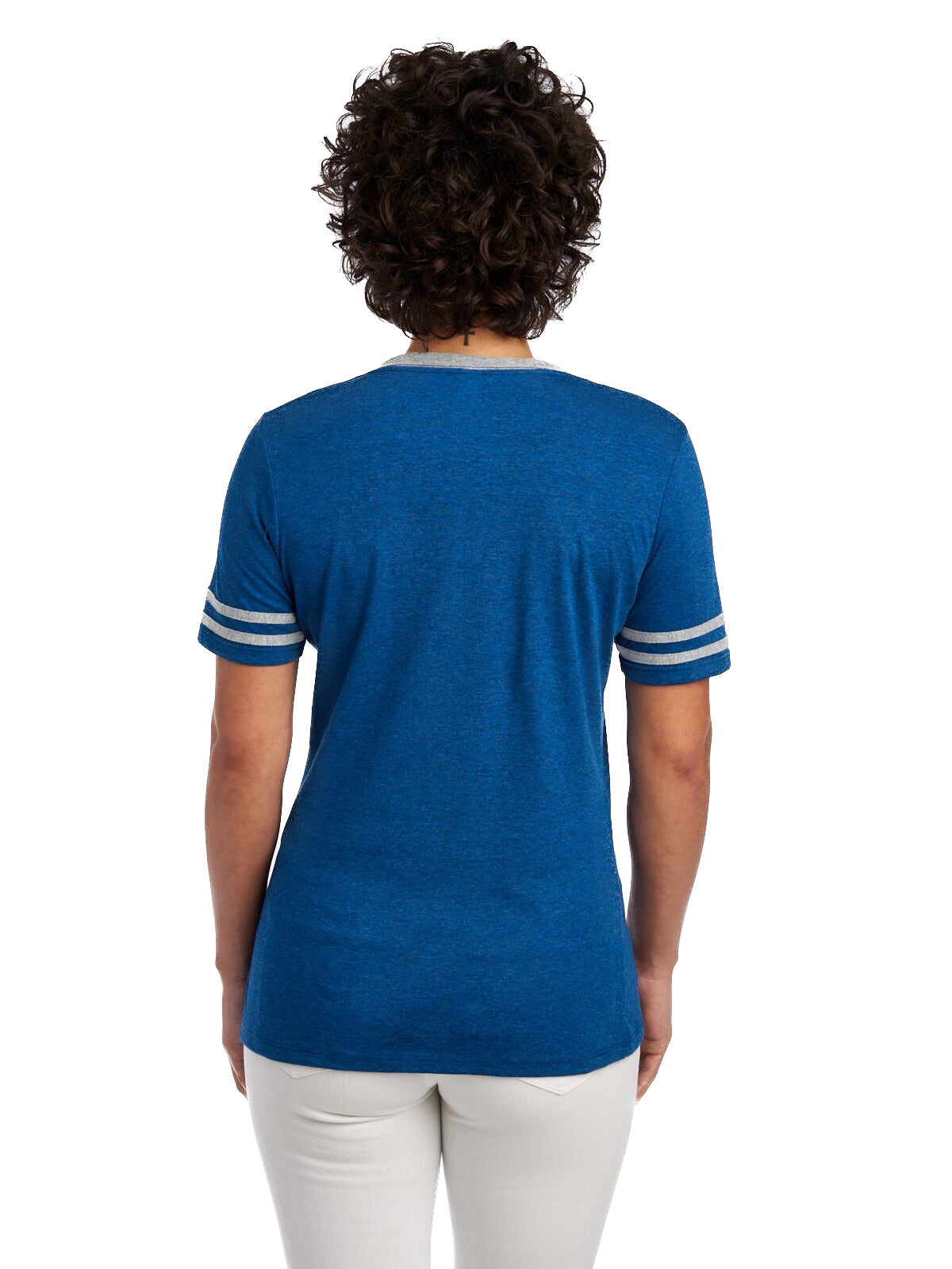 Women's TRI-BLEND Varsity V-Neck T-Shirt - True Blue Heather / Oxford