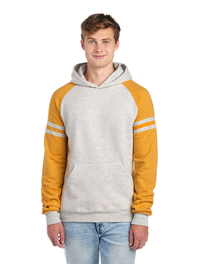 Unisex Nublend® Varsity Colorblocked Raglan Hoodie - Oatmeal Heather/ Mustard Heather