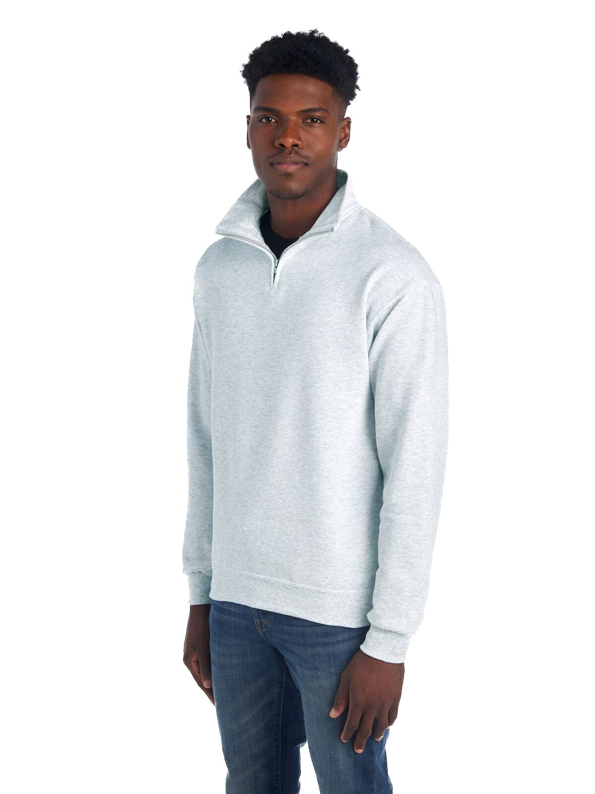 Unisex NuBlend® Quarter-Zip Cadet Collar Sweatshirt - Ash