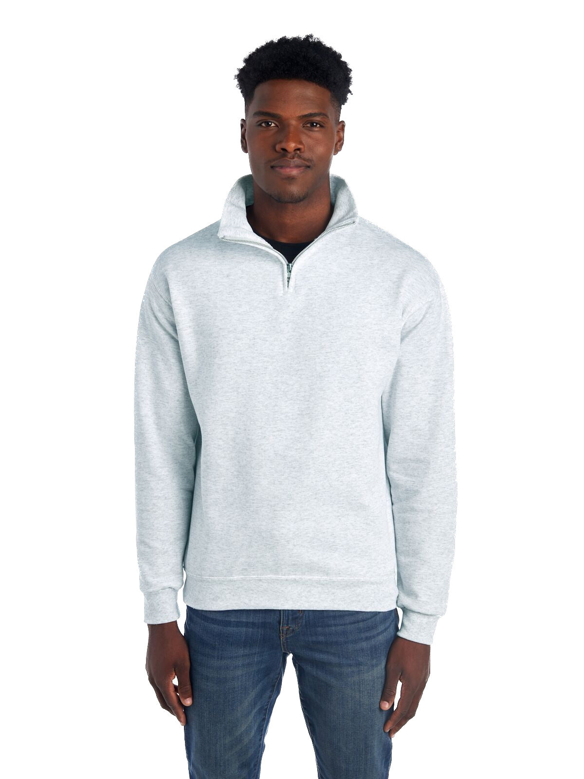 Unisex NuBlend® Quarter-Zip Cadet Collar Sweatshirt - Ash