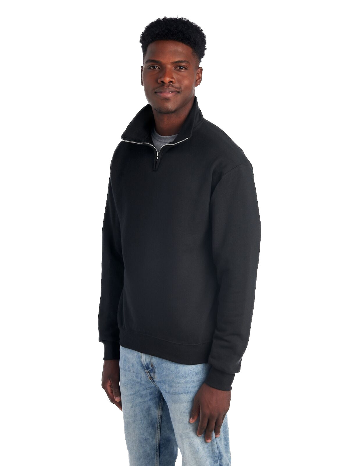 Unisex NuBlend® Quarter-Zip Cadet Collar Sweatshirt - Black