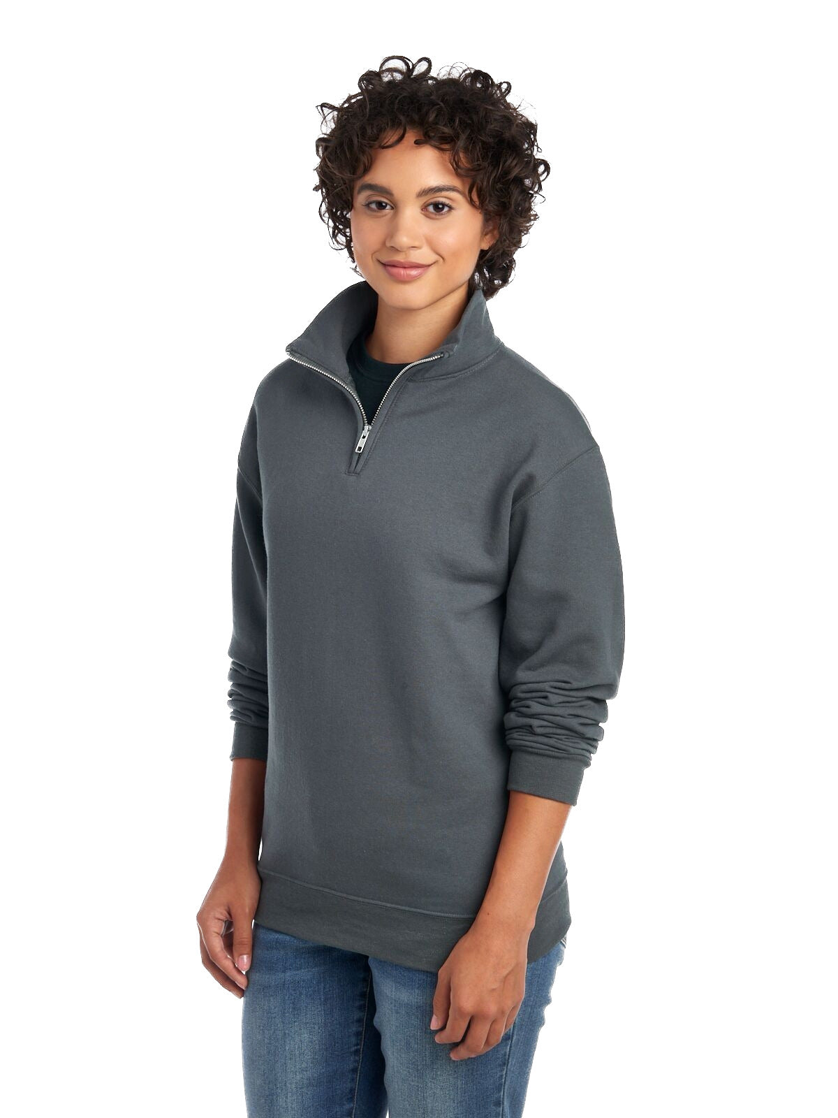 Unisex NuBlend® Quarter-Zip Cadet Collar Sweatshirt - Charcoal Gray