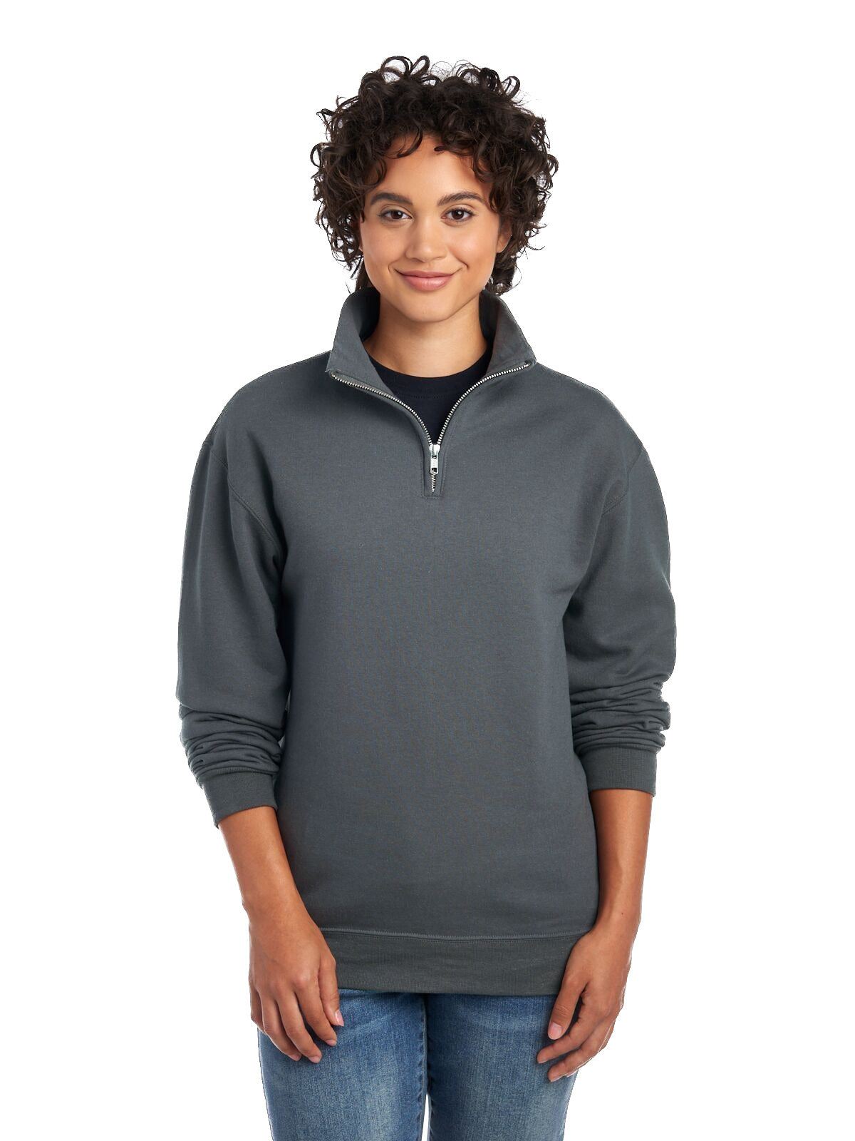 Unisex NuBlend® Quarter-Zip Cadet Collar Sweatshirt - Charcoal Gray