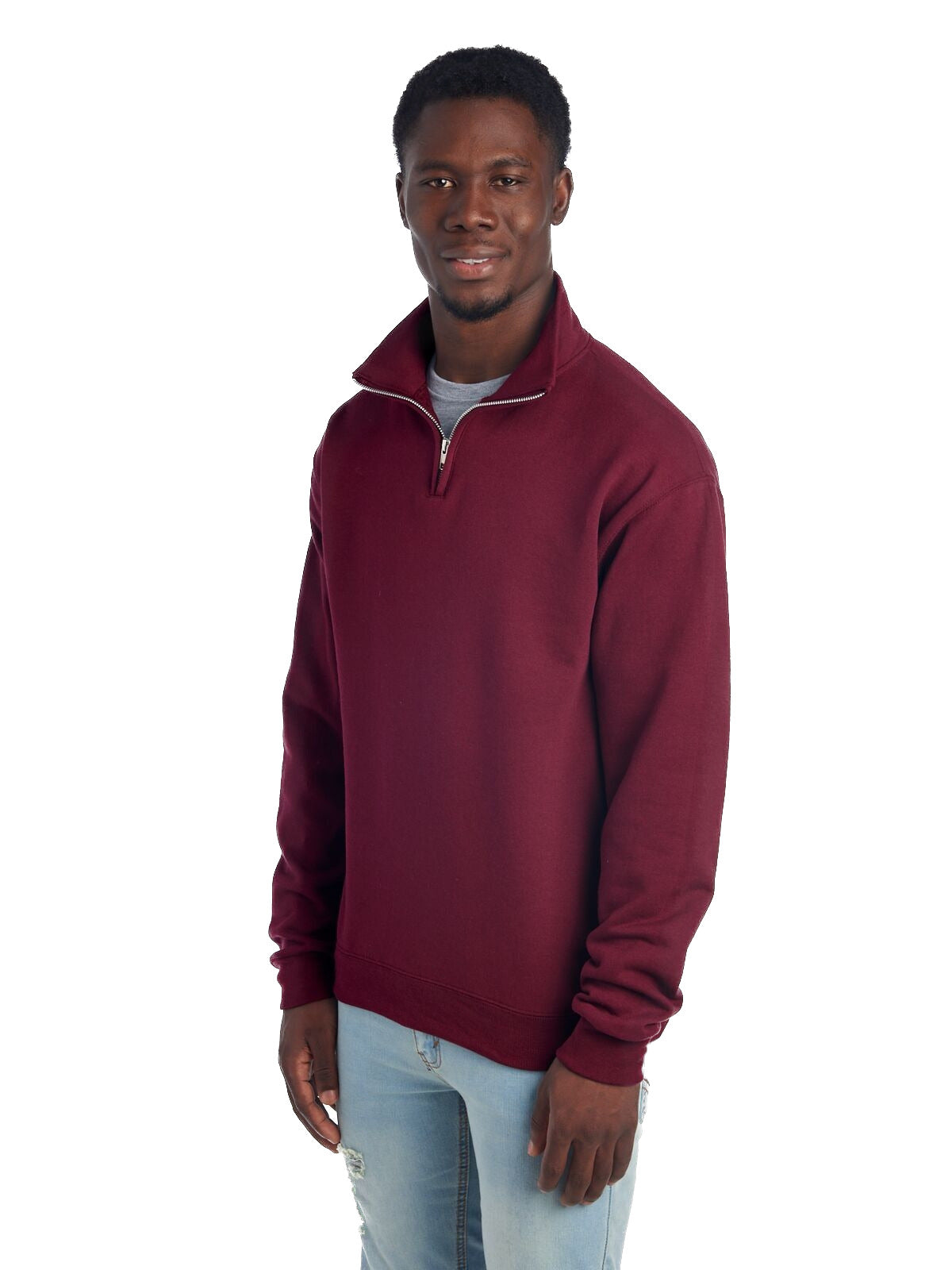 Unisex NuBlend® Quarter-Zip Cadet Collar Sweatshirt - Maroon