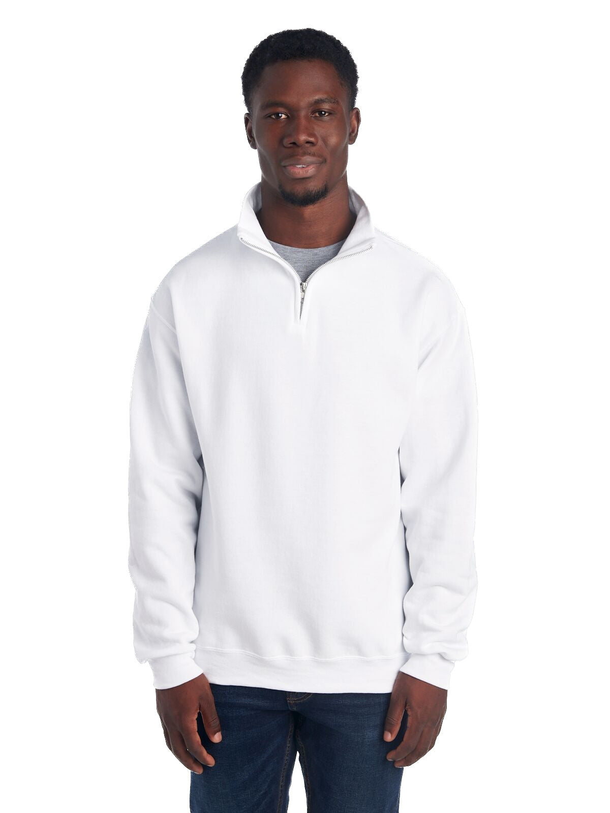 Unisex NuBlend® Quarter-Zip Cadet Collar Sweatshirt - White