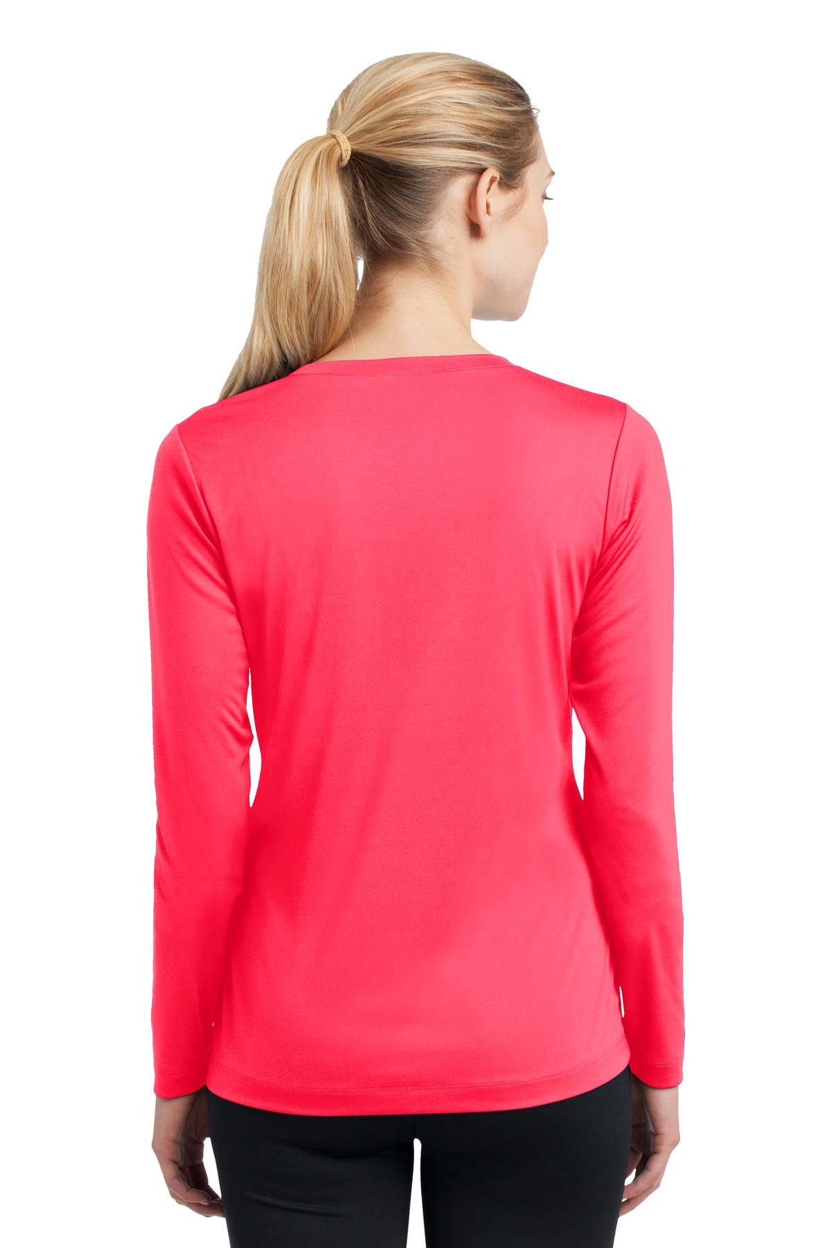 Women's Long Sleeve PosiCharge Competitor V-Neck Tee - Hot Coral