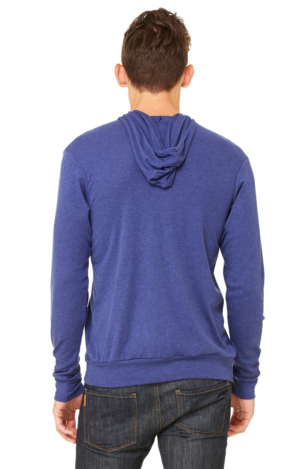 Unisex Triblend Full-Zip Lightweight Hoodie - Navy Triblend