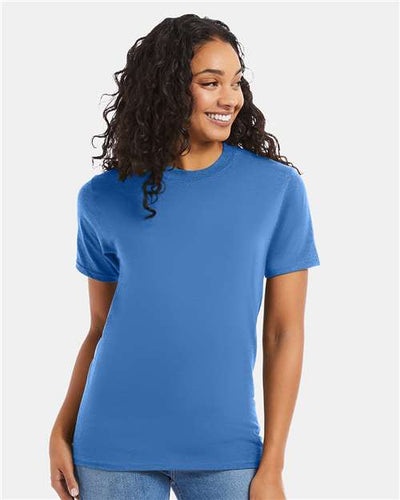 Hanes 5180 Carolina Blue — on model front