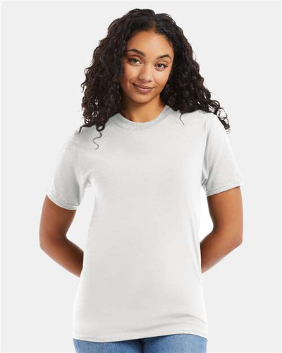 Hanes 5180 White — on model front