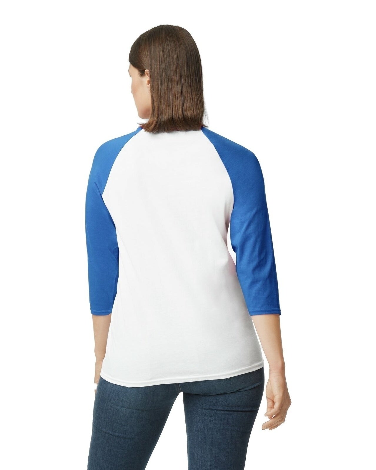 Unisex Heavy Cotton��� 3/4-Raglan Sleeve T-Shirt - White / Royal