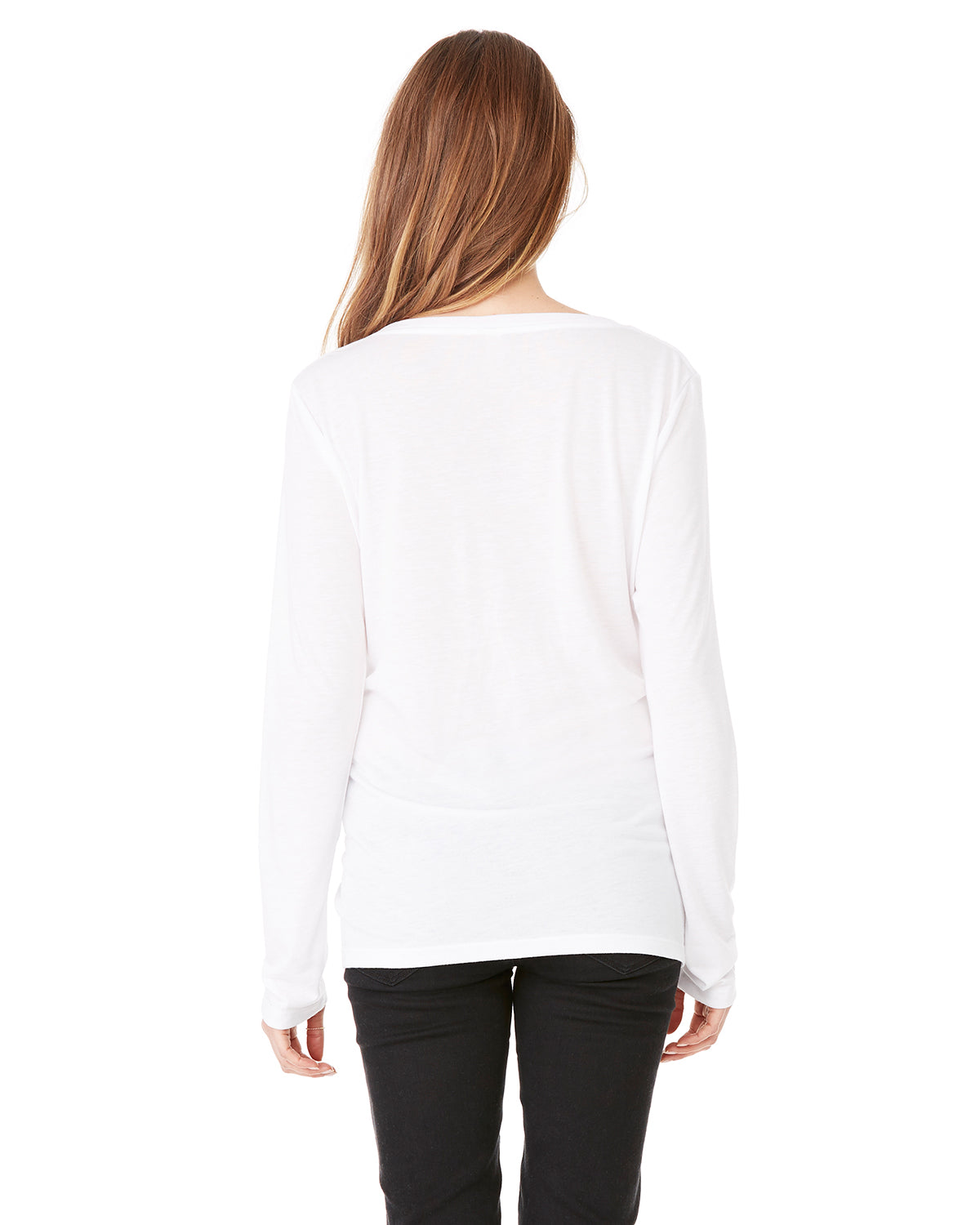 Women's Flowy Long-Sleeve V-Neck - White