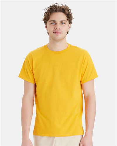 Hanes 5170 Gold — on model front