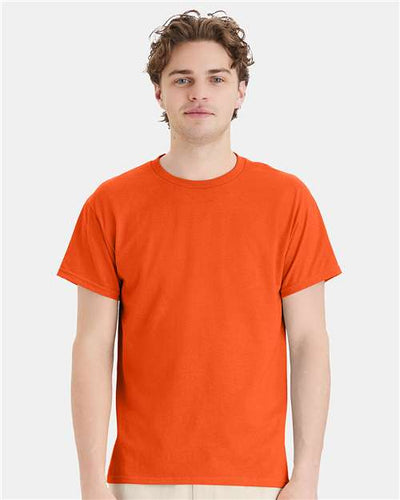 Hanes 5170 Orange — on model front