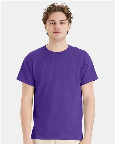 Hanes 5170 Purple — on model front