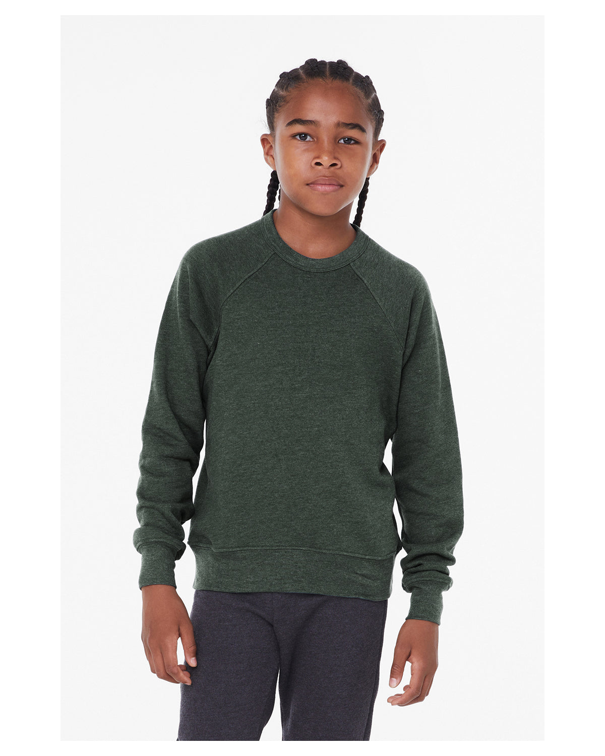 Youth Sponge Fleece Raglan Sweatshirt - Heather Forest