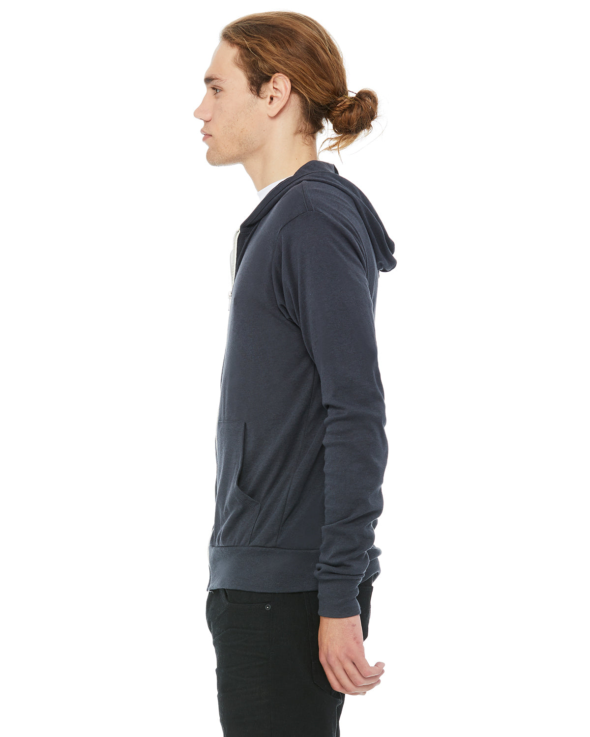 Unisex Triblend Full-Zip Lightweight Hoodie - Solid Dark Gray Triblend
