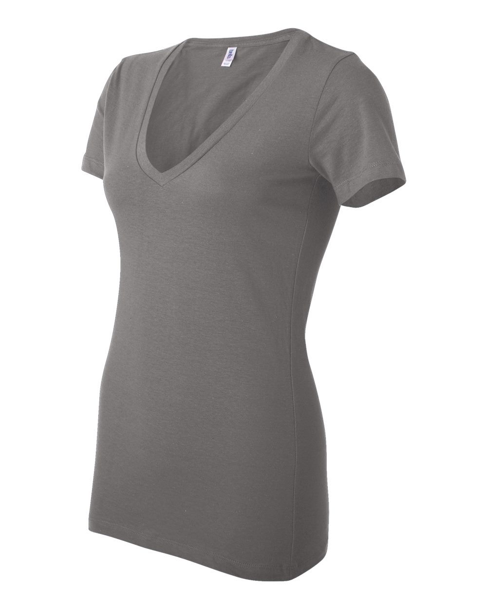 Ladies' Jersey Short-Sleeve Deep V-Neck T-Shirt - Asphalt