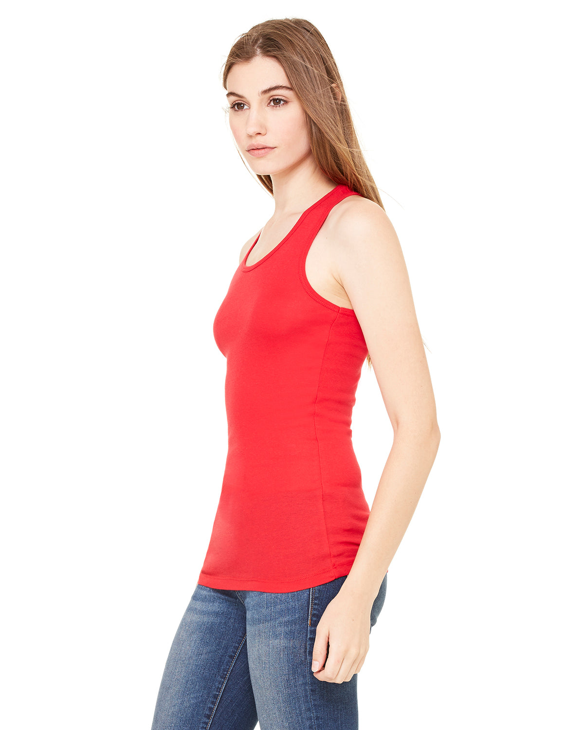 Women's Sheer Mini Rib Racerback Tank - Red