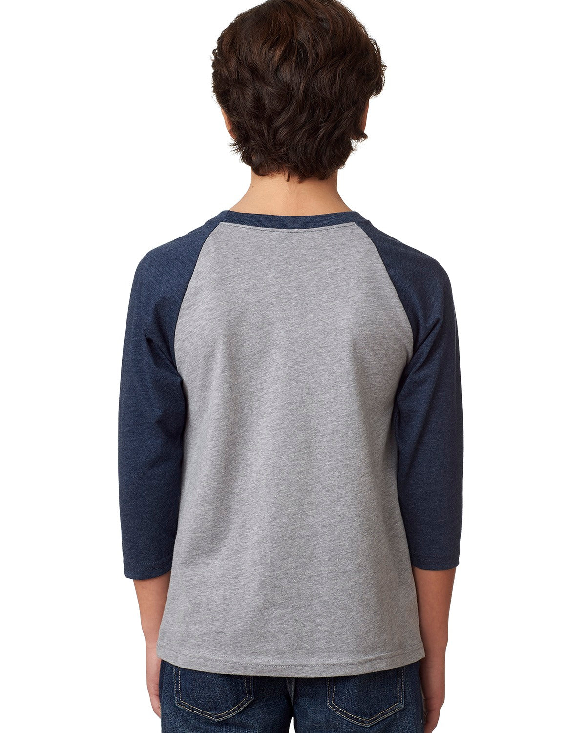 Youth CVC 3/4-Sleeve Raglan - Midnight Navy / Dark Heather Gray