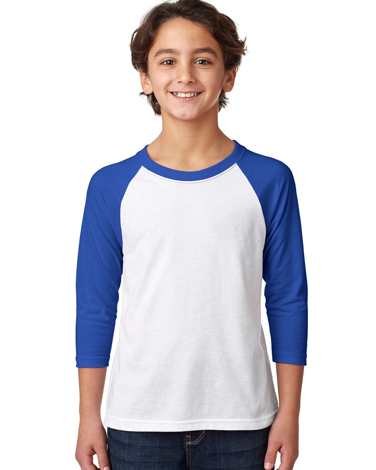 Youth CVC 3/4-Sleeve Raglan - Royal / White