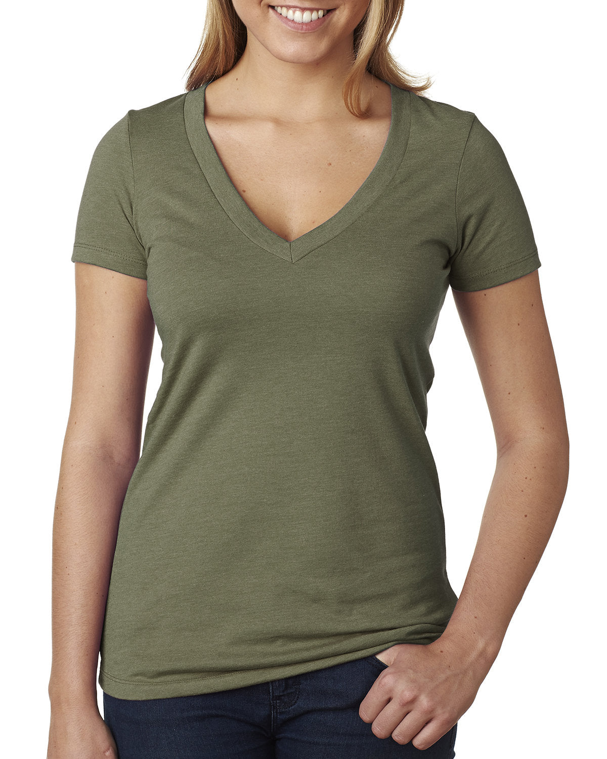 Women's CVC Deep V - Military Green