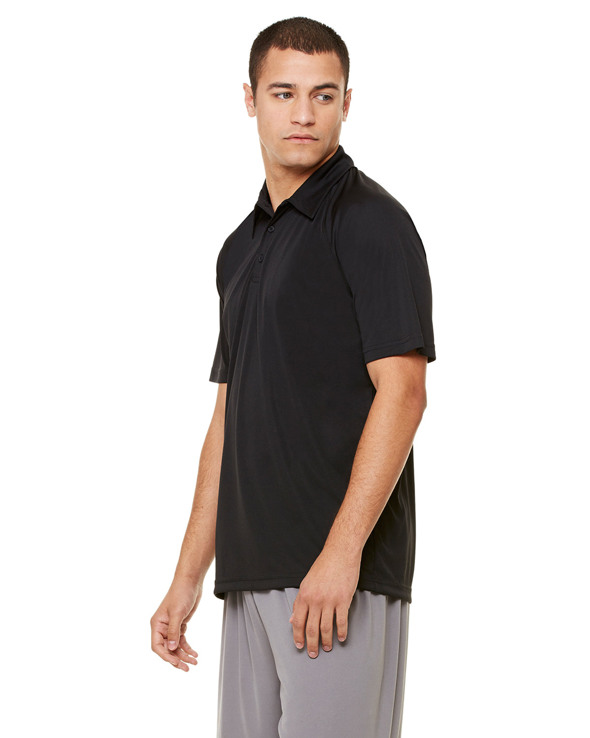Unisex Performance Three-Button Raglan Polo - Black