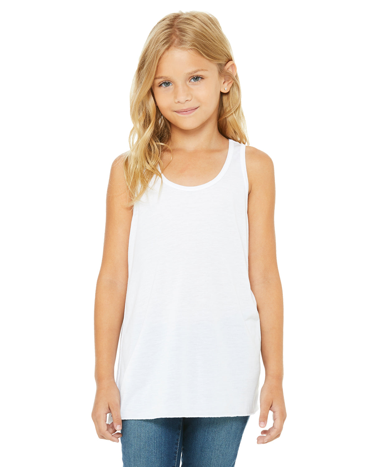 Youth Flowy Racerback Tank - White