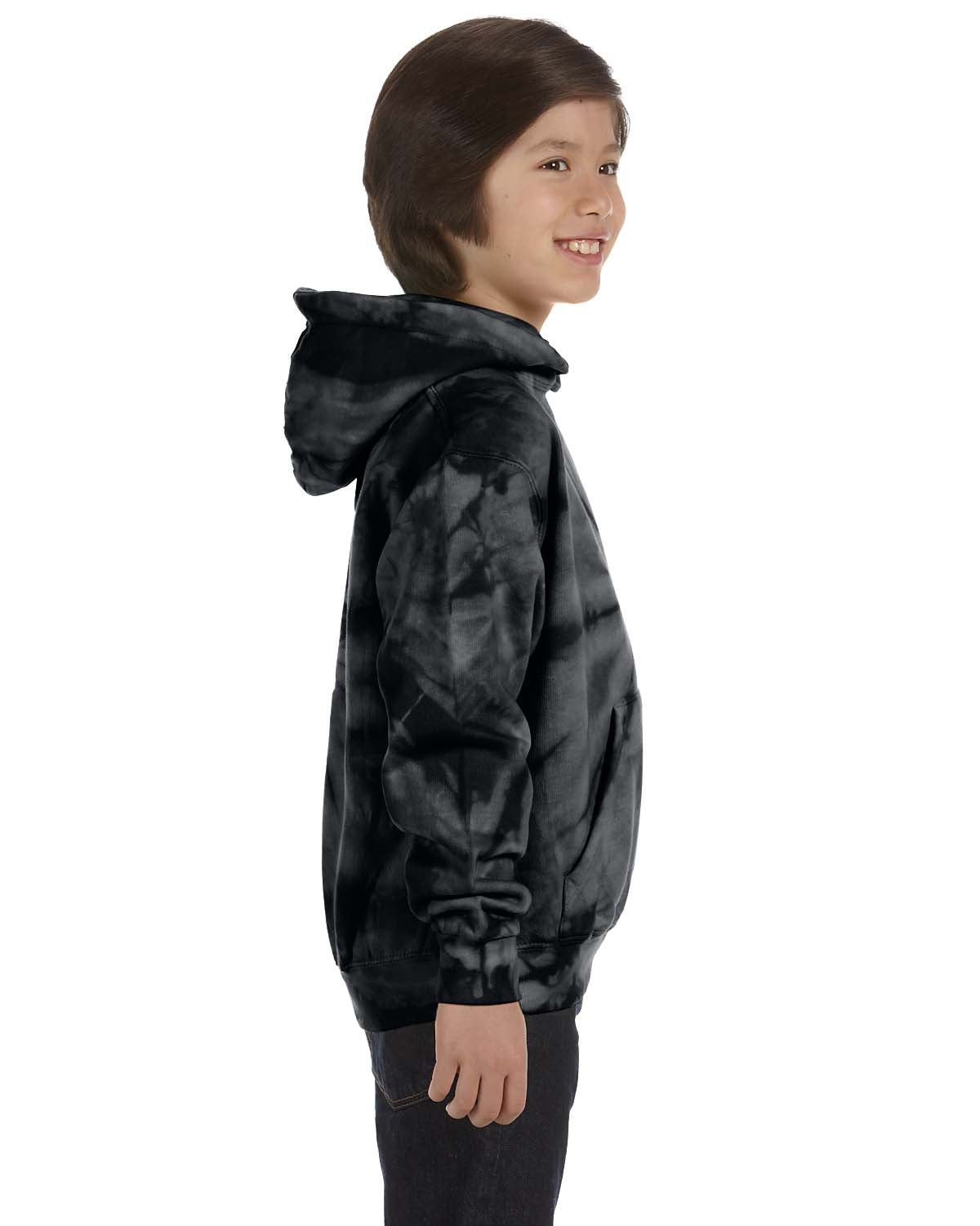Youth Tie-Dyed Pullover Hoodie - Spider Black