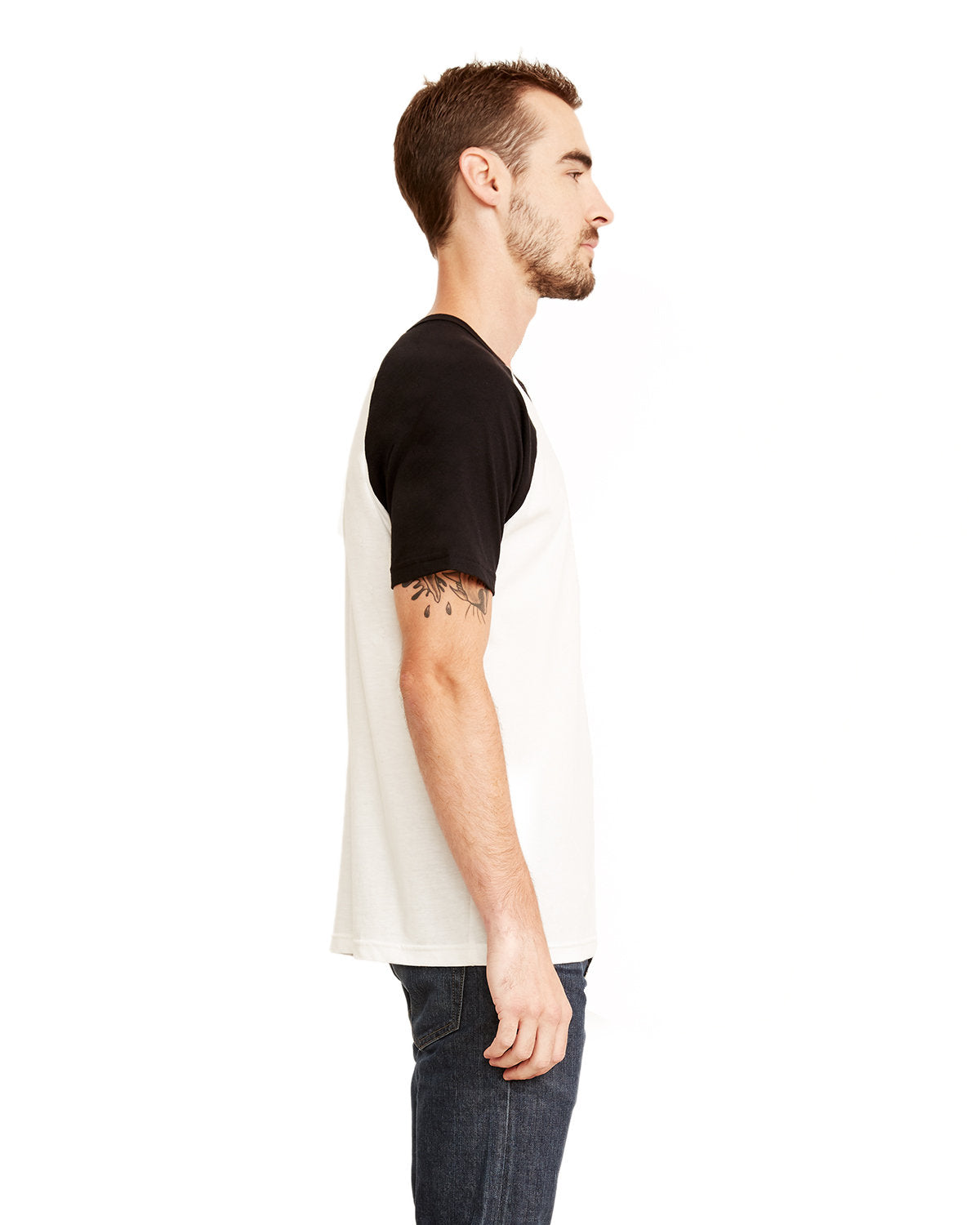 Unisex Raglan Short-Sleeve T-Shirt - Black / White