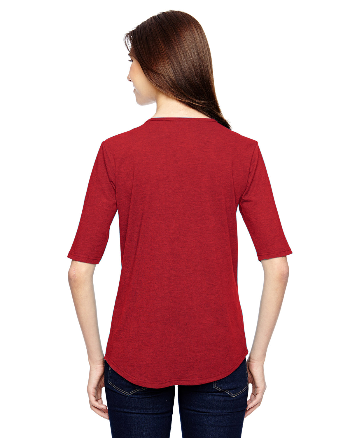 Women's Triblend Deep Scoop 1/2-Sleeve T-Shirt - Heather Red