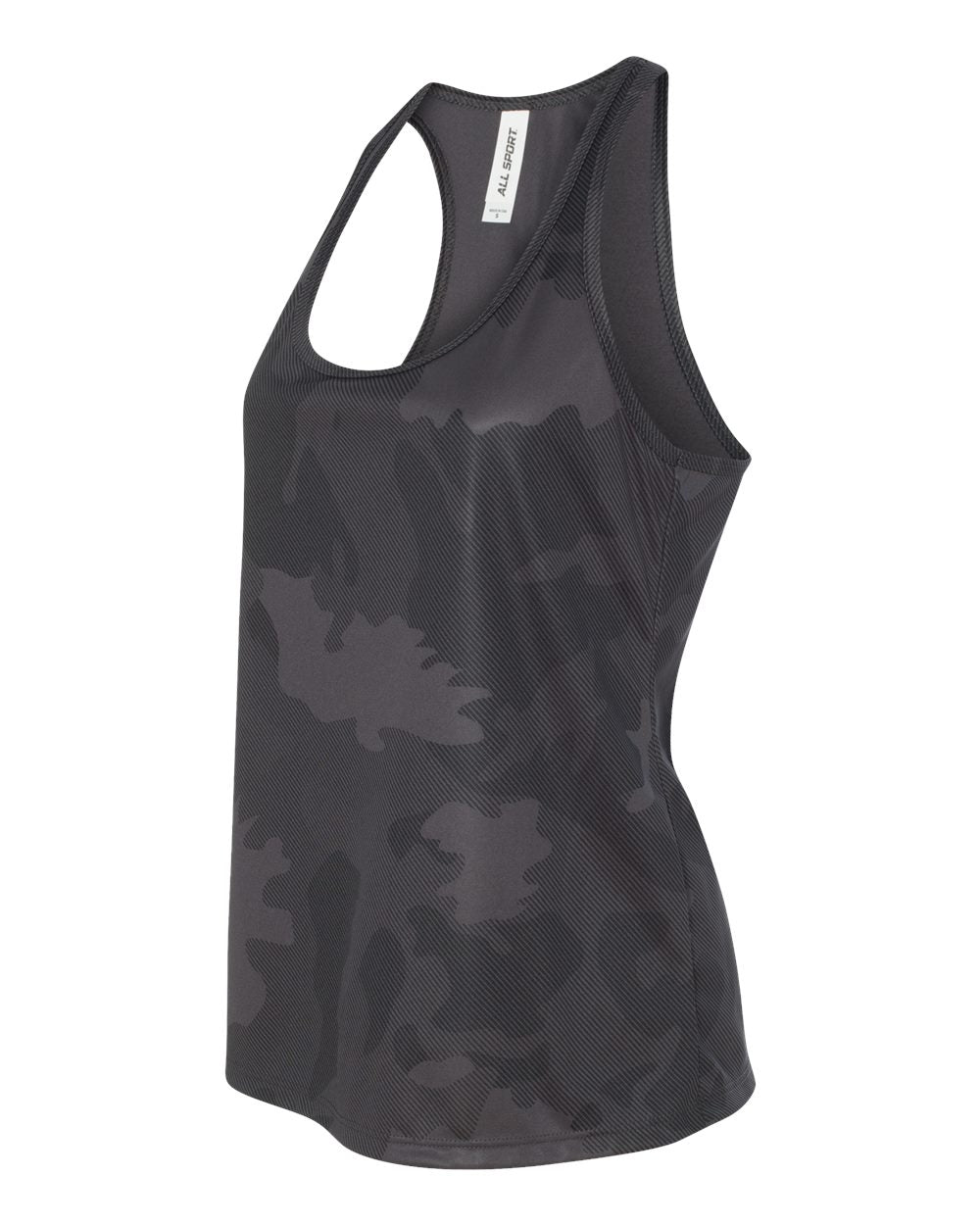 Women's Performance Racerback Tank - Black Laser Camo