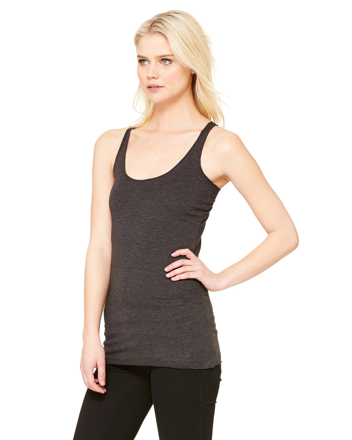 Women's Triblend Racerback Tank - Charcoal Black Triblend