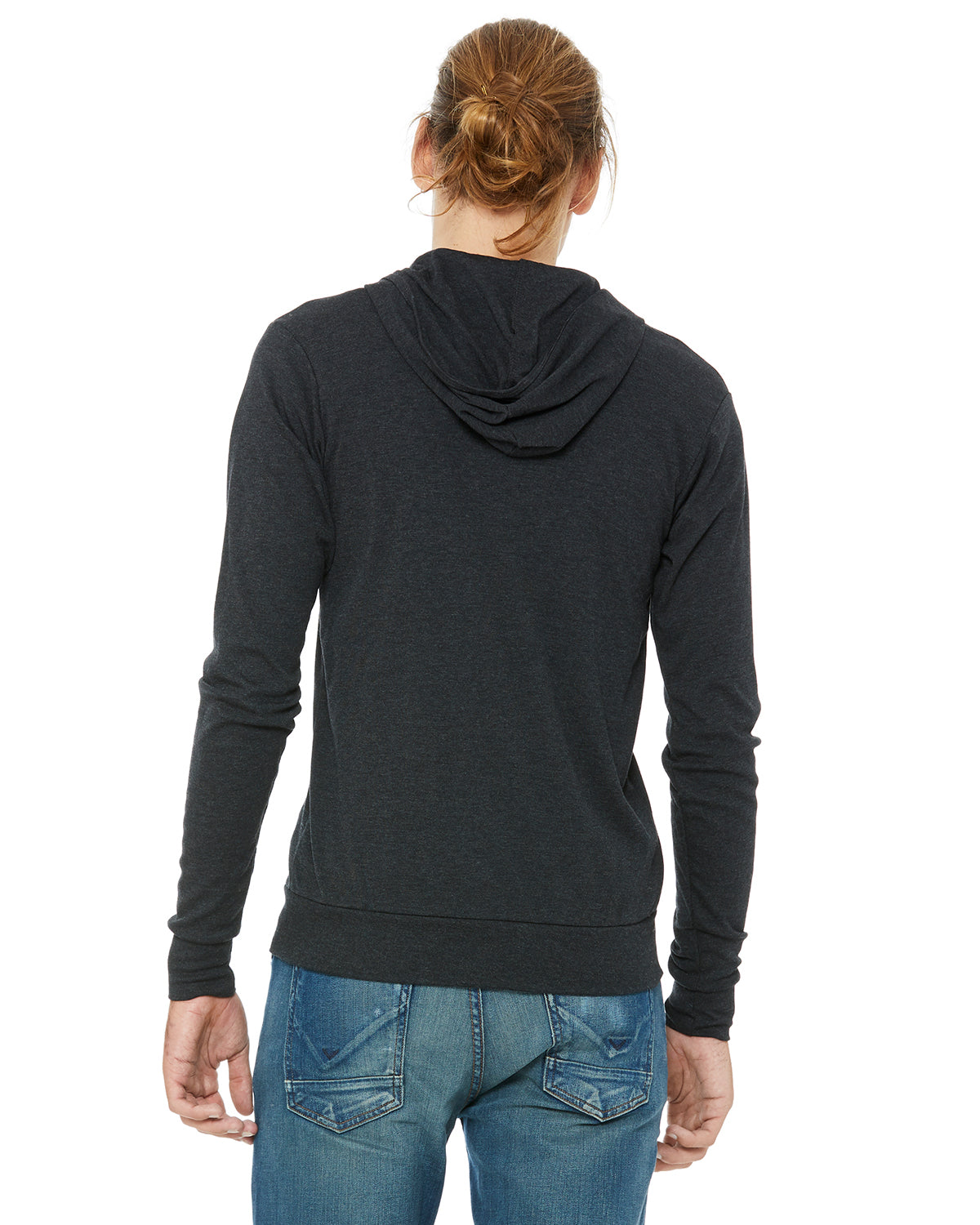 Unisex Triblend Full-Zip Lightweight Hoodie - Charcoal Triblend