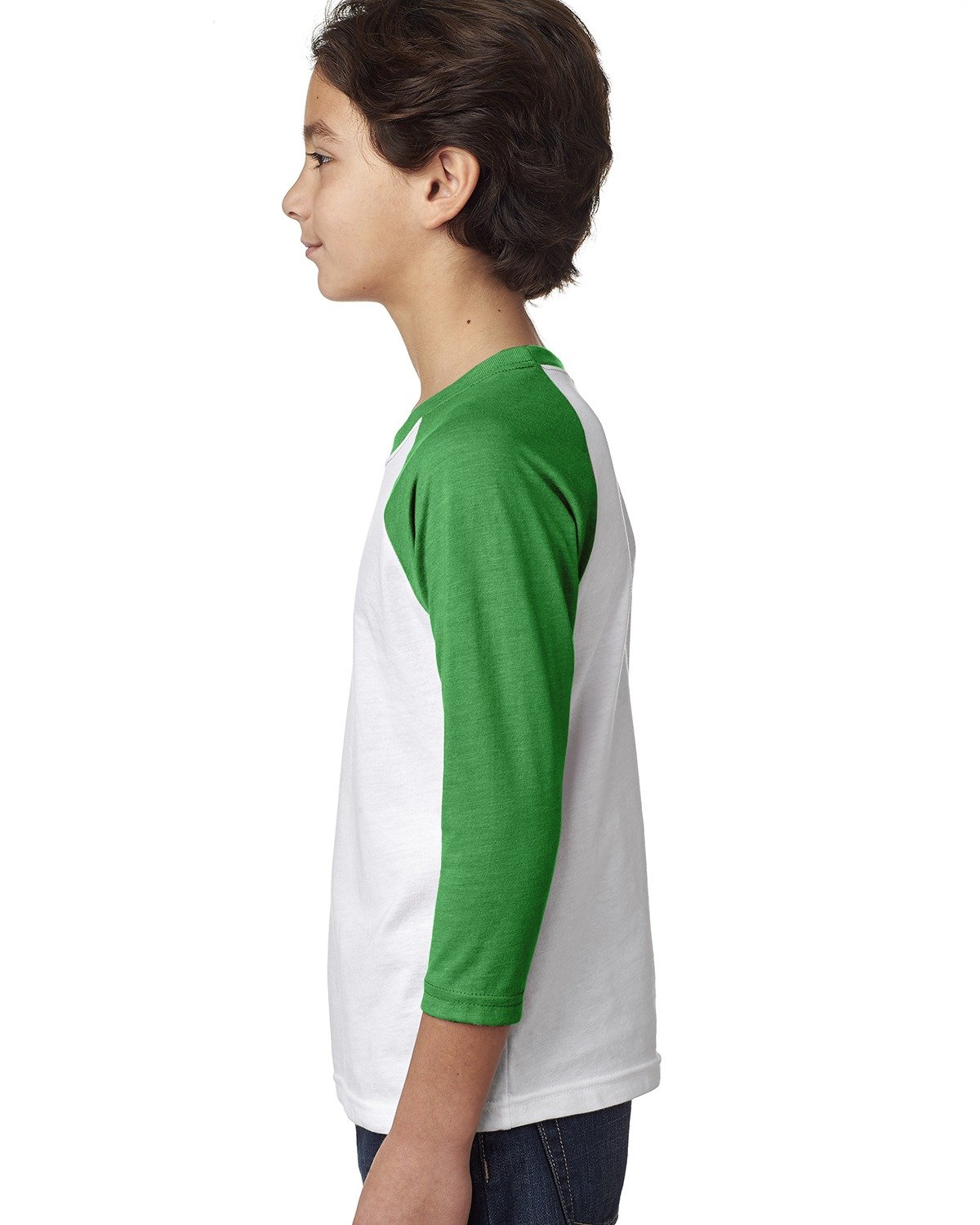 Youth CVC 3/4-Sleeve Raglan - Kelly / White