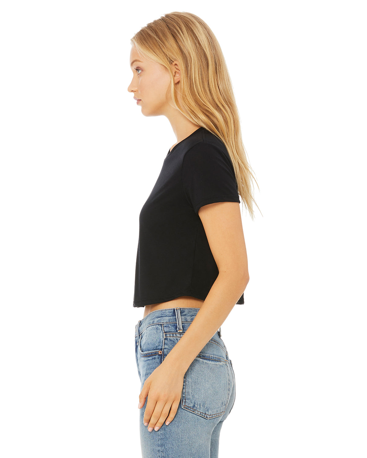 Women's Flowy Cropped T-Shirt - Black
