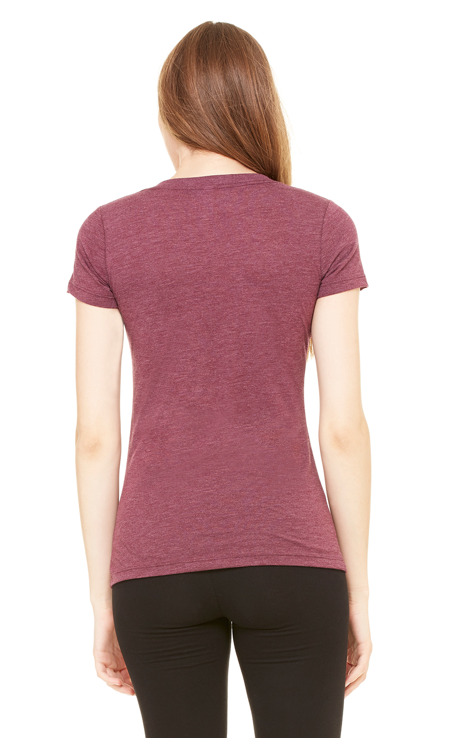 Women's Triblend Short-Sleeve Deep V-Neck T-Shirt - Maroon Triblend